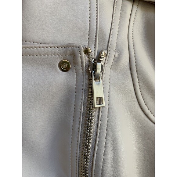 Reserved Moto Biker Jacket Beige Faux Leather Full Zip- Women's Size XS - Picture 12 of 15